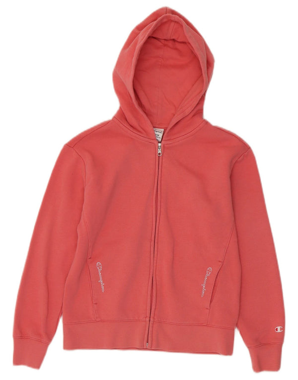 Champion Girls Zip Hoodie πουλόβερ 9-10 ετών Μεσαίο ροζ βαμβακερό