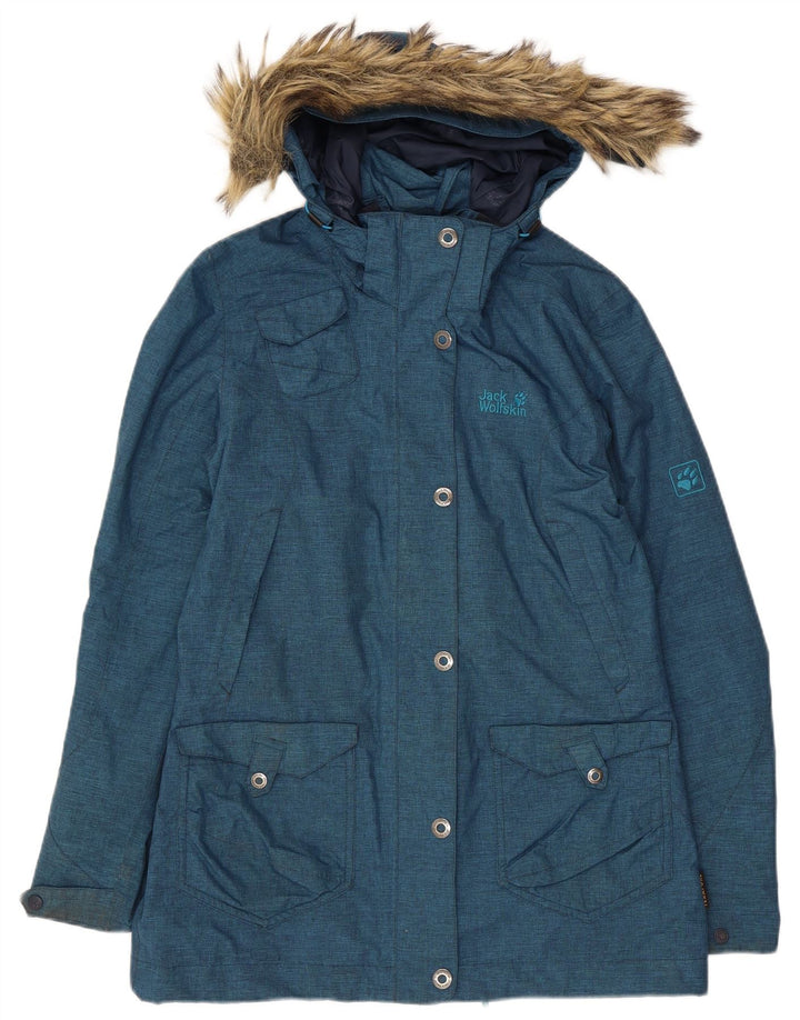 Jack Wolfskin Damen Kapuzenparkajacke UK 10 Small Blau Polyester