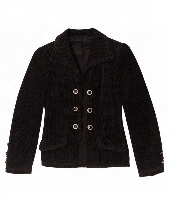 Jaqueta blazer feminina Ralph Double Breasted Reino Unido 8 pequena preta