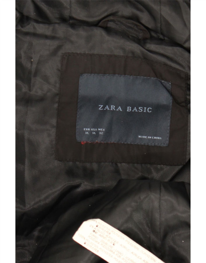 Zara Womens Hooded Padded Coat UK 18 XL Black Polyester