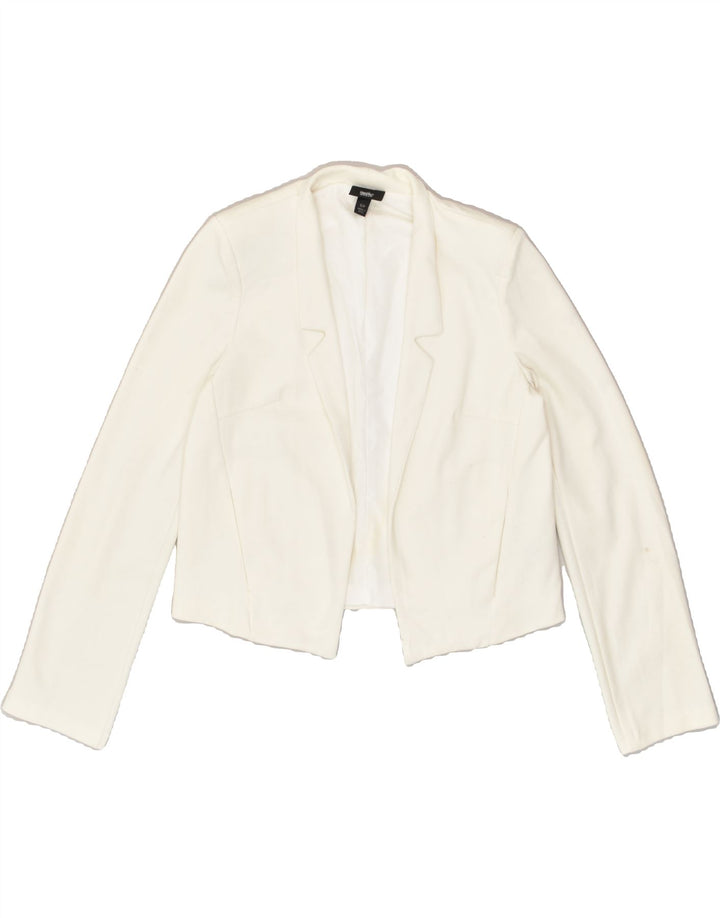 MOSSIMO Womens Crop Blazer Jacket UK 10 Small White Polyester | Vintage Mossimo | Thrift | Second-Hand Mossimo | Used Clothing | Messina Hembry 