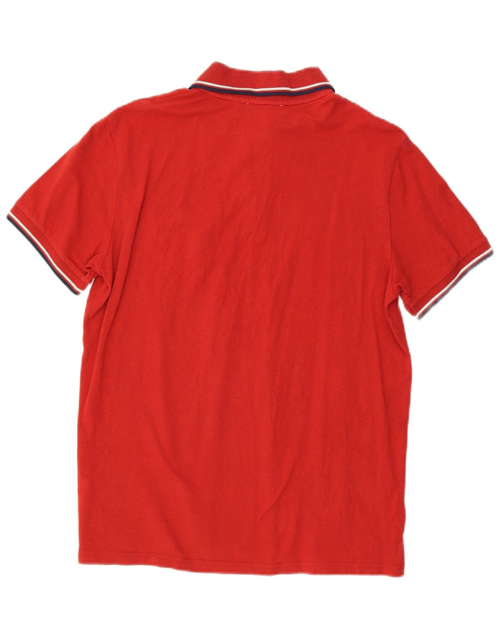 TRUSSARDI Mens Polo Shirt Large Red Cotton