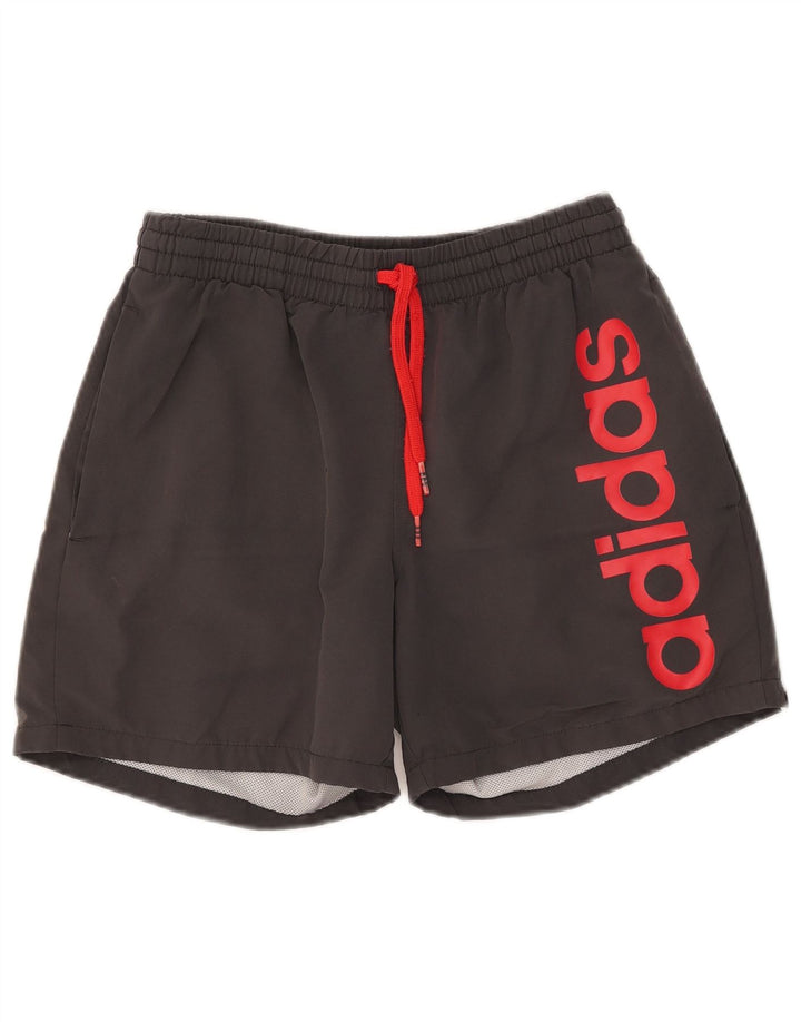 Adidas Mens Climalite Graphic Sport Shorts Small  Grey Polyester