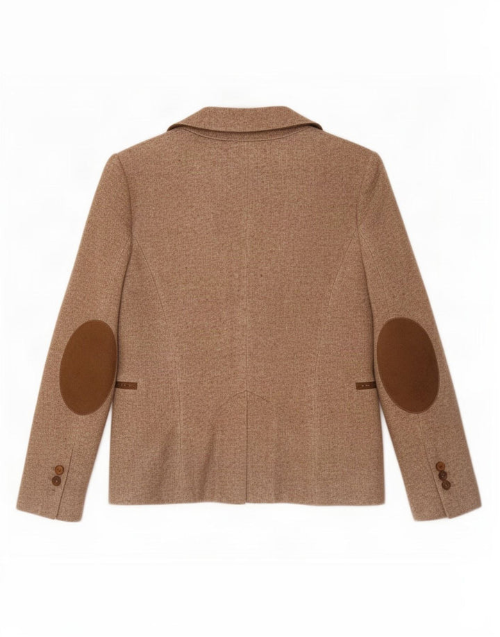 Zara Veste Blazer 1 Bouton Femme UK 10 Petit Acétate Moucheté Marron