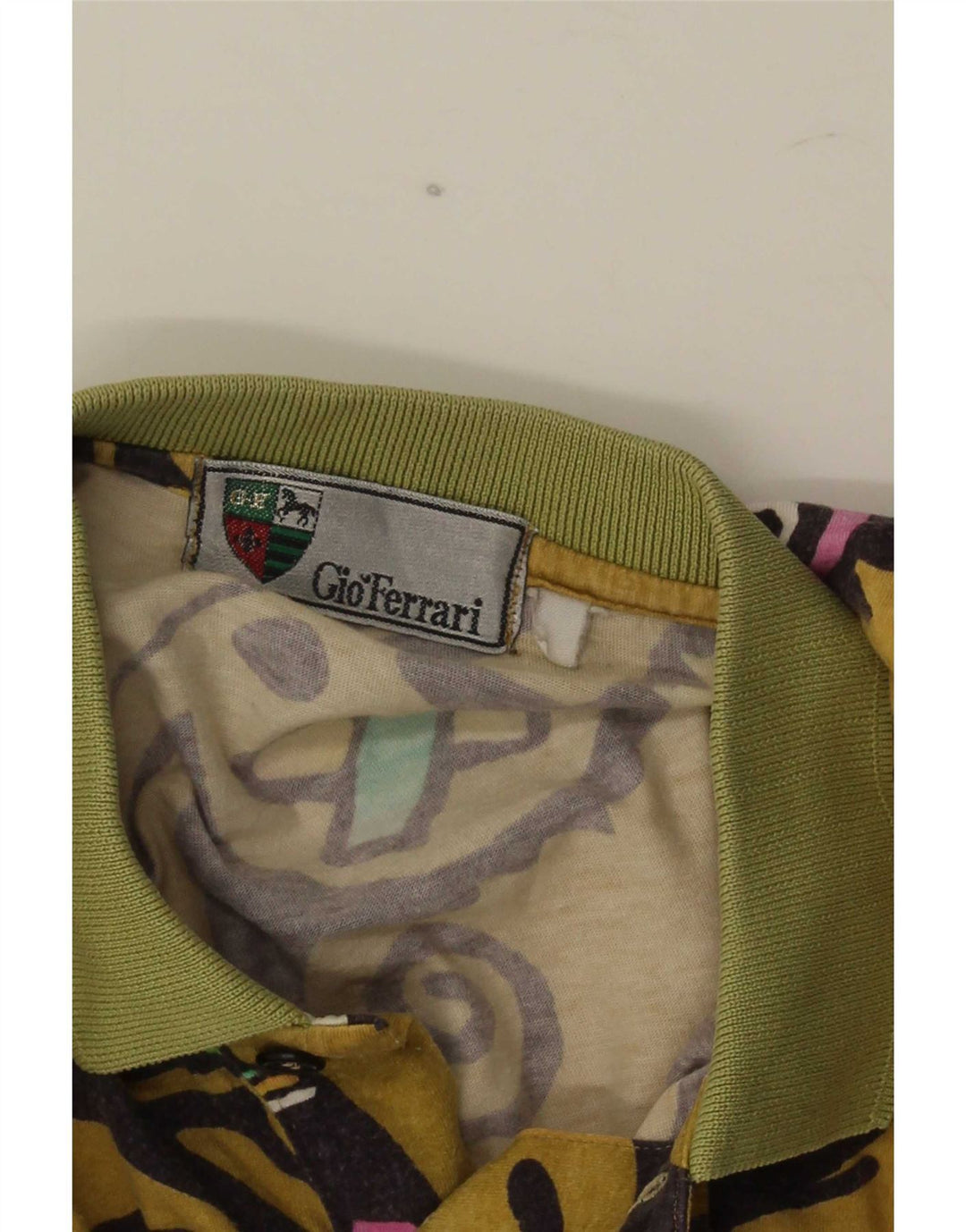 gio ferrari Mens Polo Shirt Medium Yellow Geometric