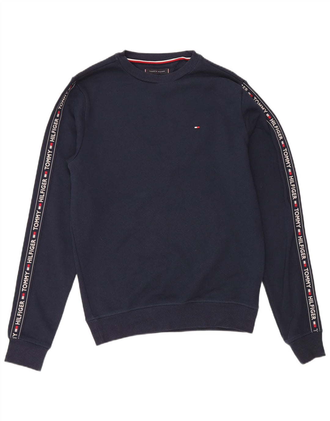 TOMMY HILFIGER Mens Graphic Sweatshirt Jumper Medium Navy Blue Cotton