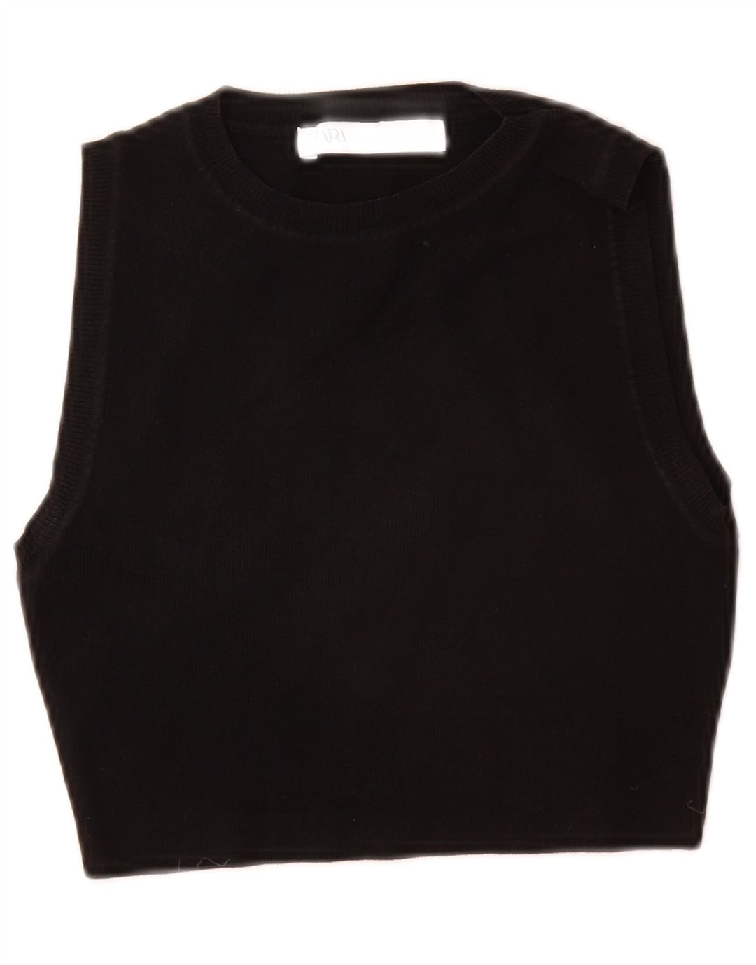 ZARA Womens Crop Vest Top UK 12 Medium Black
