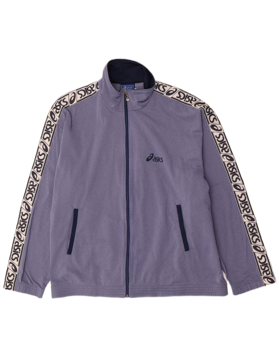Asics Mens Graphic Tracksuit Top Jacket Large Blue Colourblock