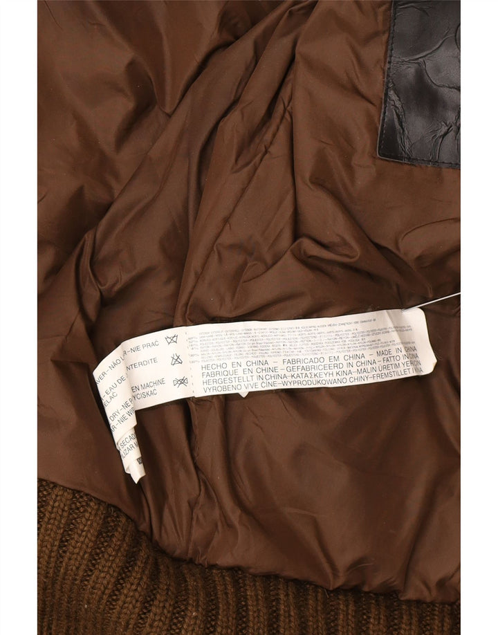 Giubbotto bomber lavorato a maglia da uomo Zara UK 40 Large marrone color block in lana