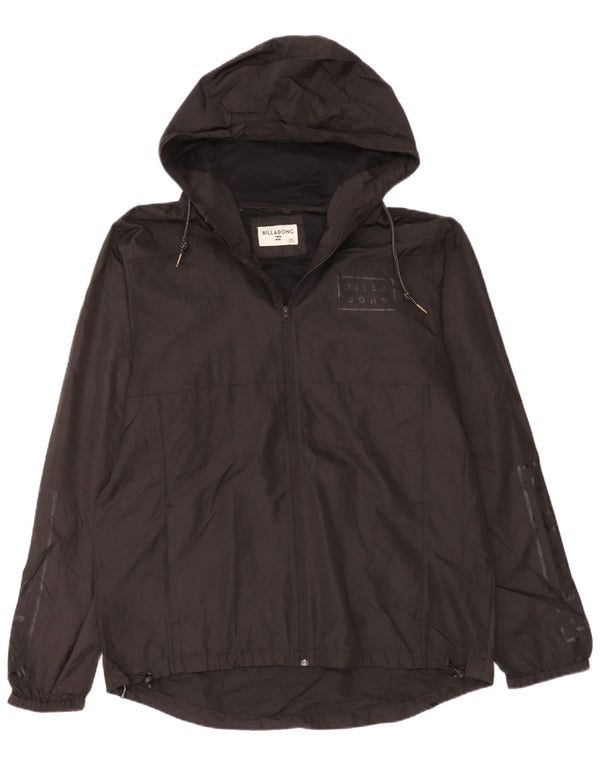 Billabong Mens Graphic Hooded Rain Jacket UK 44 2XL Black Polyester