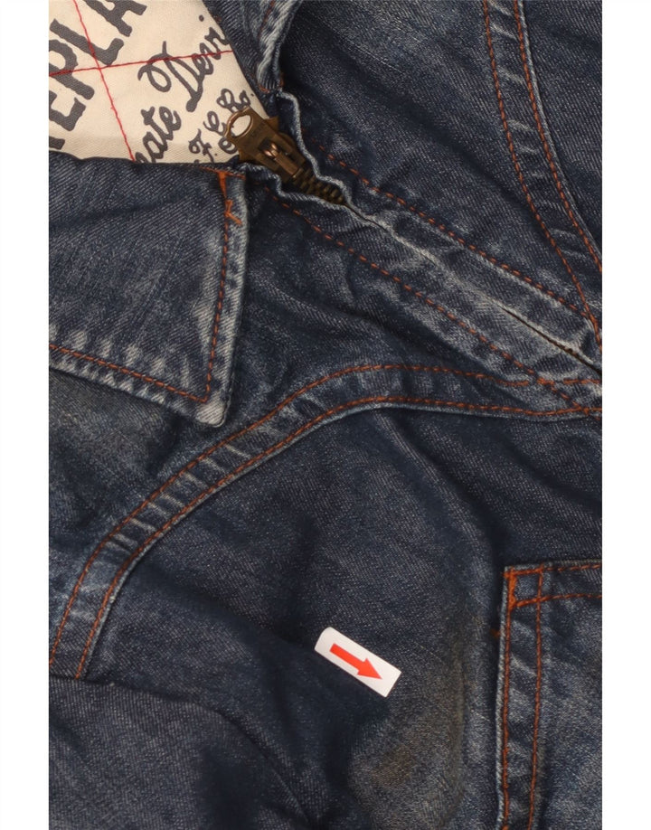 REPLAY Womens Denim Jacket UK 14 Large Navy Blue Cotton