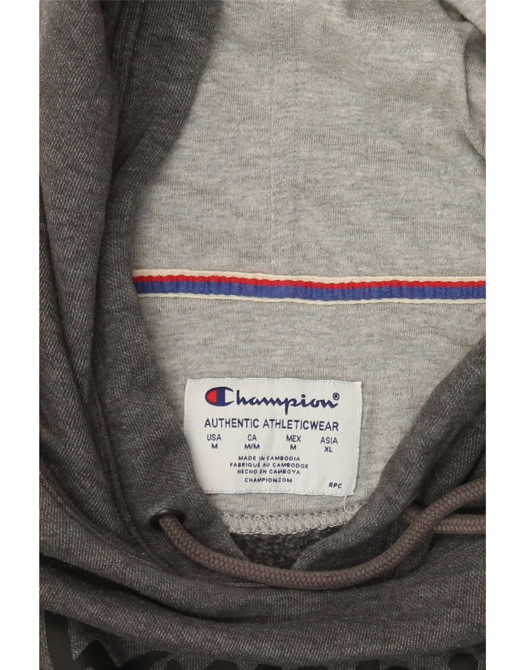 Champion Mens Graphic Hoodie Jumper Medium Grey Flecked