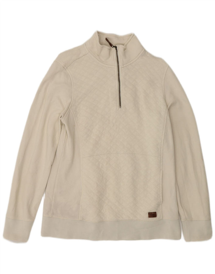 L.L.Bean Womens Oversized Zip Neck Sweatshirt Jumper UK 10 Small White