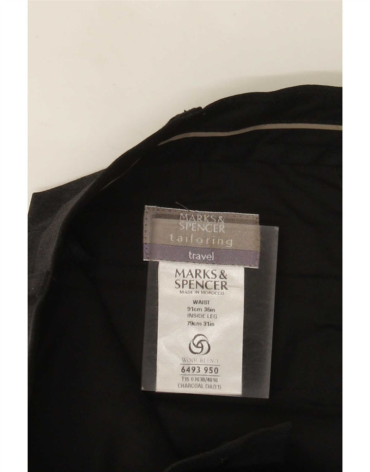 Marks & Spencer Ανδρικό παντελόνι με καρφωτό κοστούμι W36 L31 Γκρι πολυεστέρας