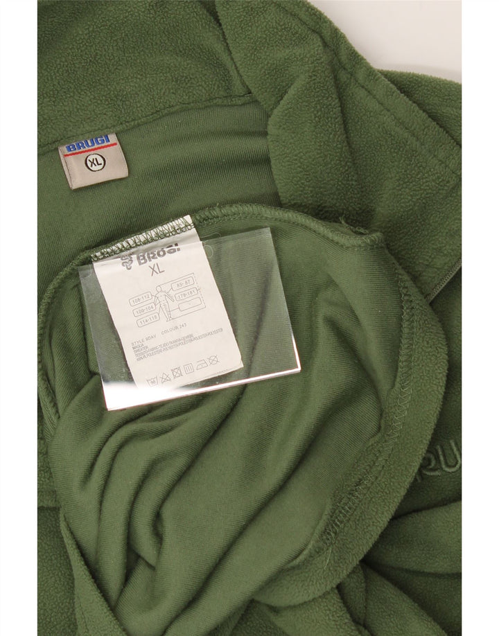 BRUGI Mens Zip Neck Fleece Jumper XL Green Polyester Vintage Brugi and Second-Hand Brugi from Messina Hembry 