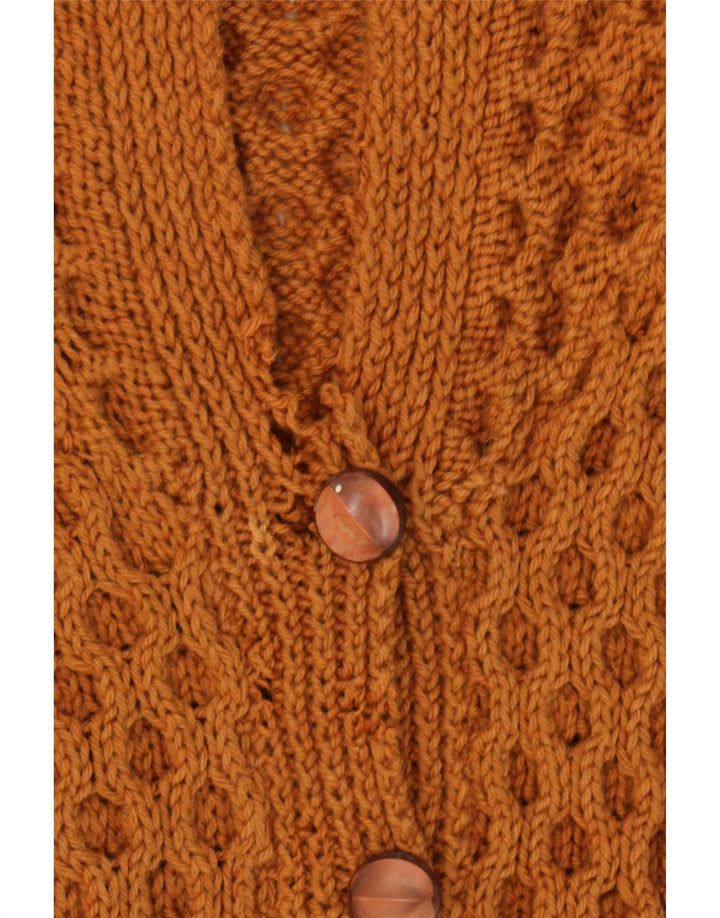 vintage Mens Cardigan Pull UK 14 Brun Moyen