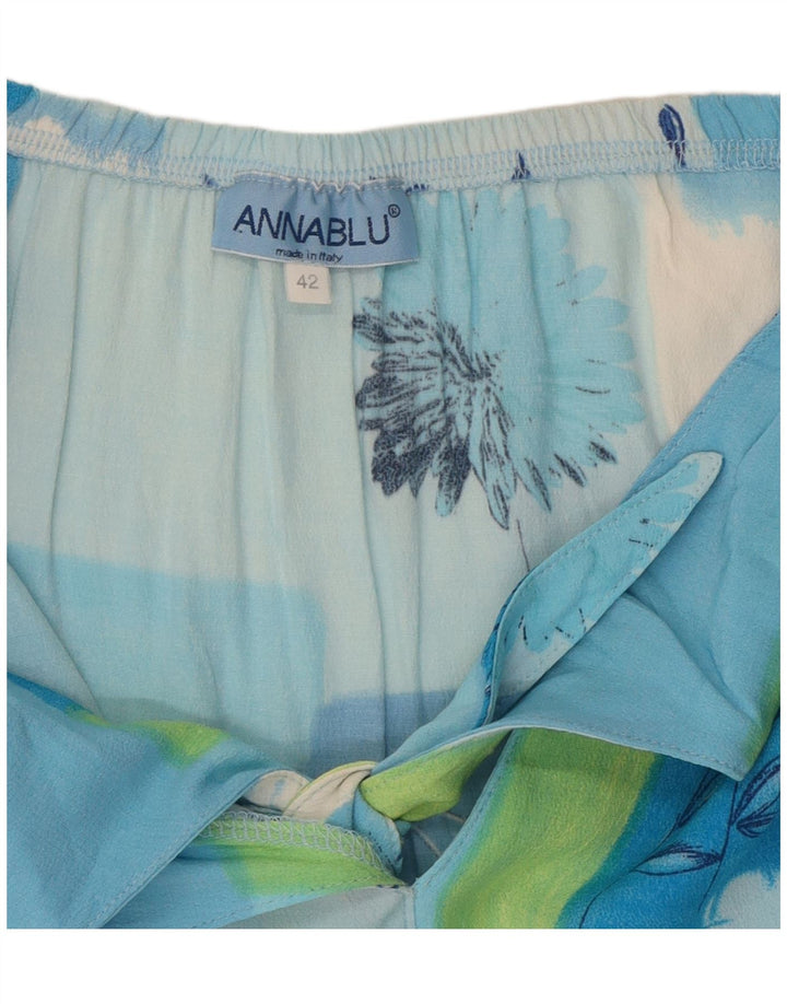 VINTAGE Womens Strapless Dress IT 42 Medium Blue Floral Vintage Vintage and Second-Hand Vintage from Messina Hembry 