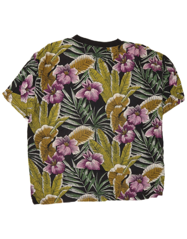 Vintage Herren T-Shirt Top Medium Mehrfarbig Blumen Rayon
