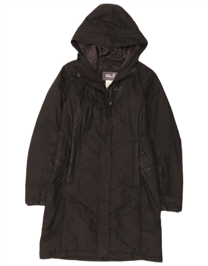 Jack Wolfskin Dame Hætte Polstret Frakke UK 10 Small Black Polyester