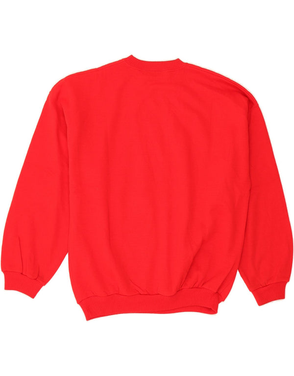 VINTAGE Dame sweater med rund hals DK 14 Medium Red Floral Acryl