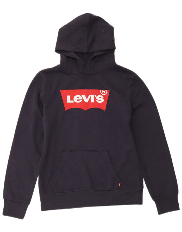 Levi's Boys Graphic Hoodie Jumper 13-14 Years Navy Blue Cotton