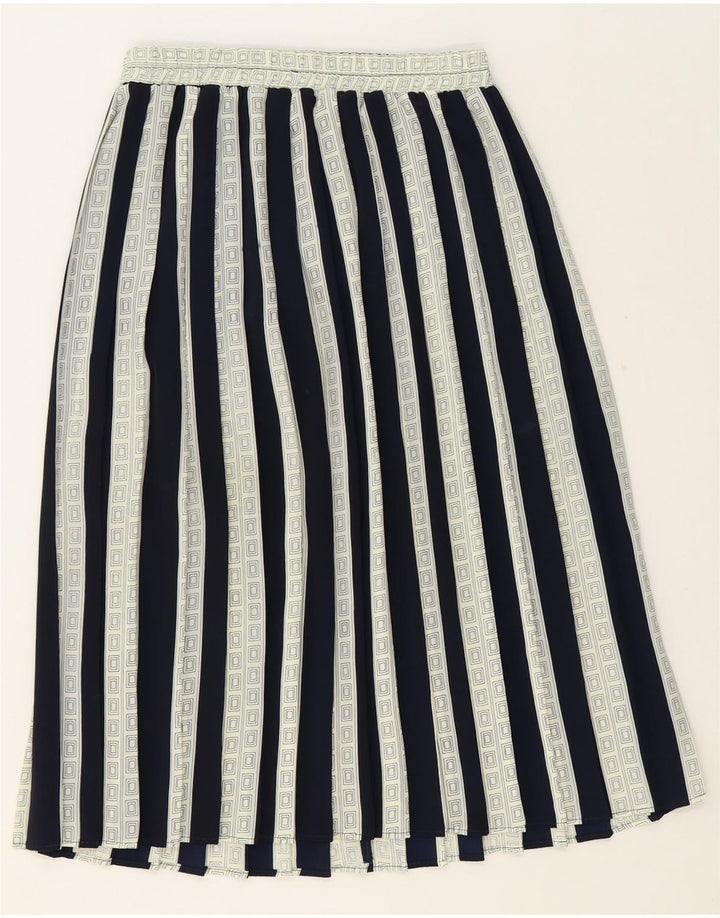 VINTAGE Womens A-Line Skirt Large W34  Navy Blue Striped Polyester Vintage Vintage and Second-Hand Vintage from Messina Hembry 
