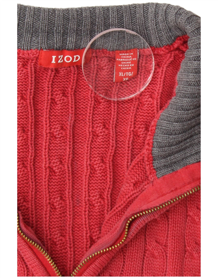 Izod Mens Zip Neck Jumper Sweater XL Red