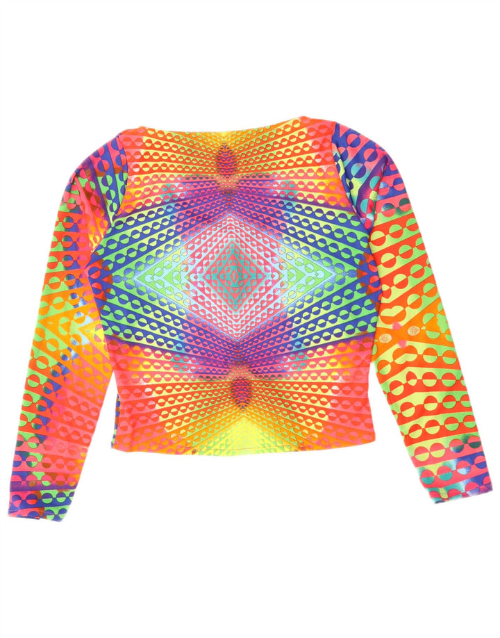Naracamicee Damen Crop Top UK 12 Medium Mehrfarbige geometrische Seide