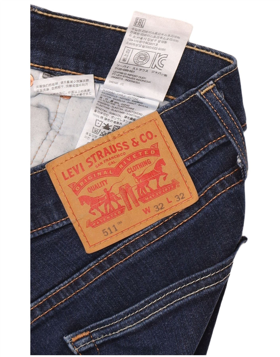Levi's Womens 511 Slim Jeans W32 L29 Blue Cotton