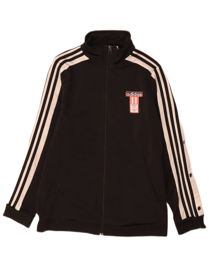 Adidas Womens Tracksuit Top Jacket UK 14 Medium Black Colourblock Polyester