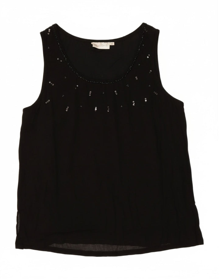 ADINI Womens Sleeveless Blouse Top UK 12 Medium Black Viscose Vintage Adini and Second-Hand Adini from Messina Hembry 