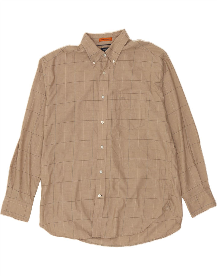 DOCKERS Mens Stain Defender Shirt Large Beige Check Cotton Vintage Dockers and Second-Hand Dockers from Messina Hembry 