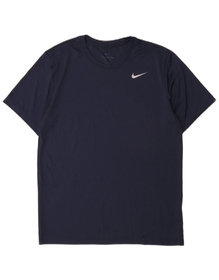 Nike Mens Dri Fit T-Shirt Top Medium Navy Blue Polyester