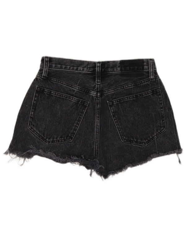Abercrombie & Fitch Womens Curve Mid Rise Denim Shorts US 00 2XS W24 Black