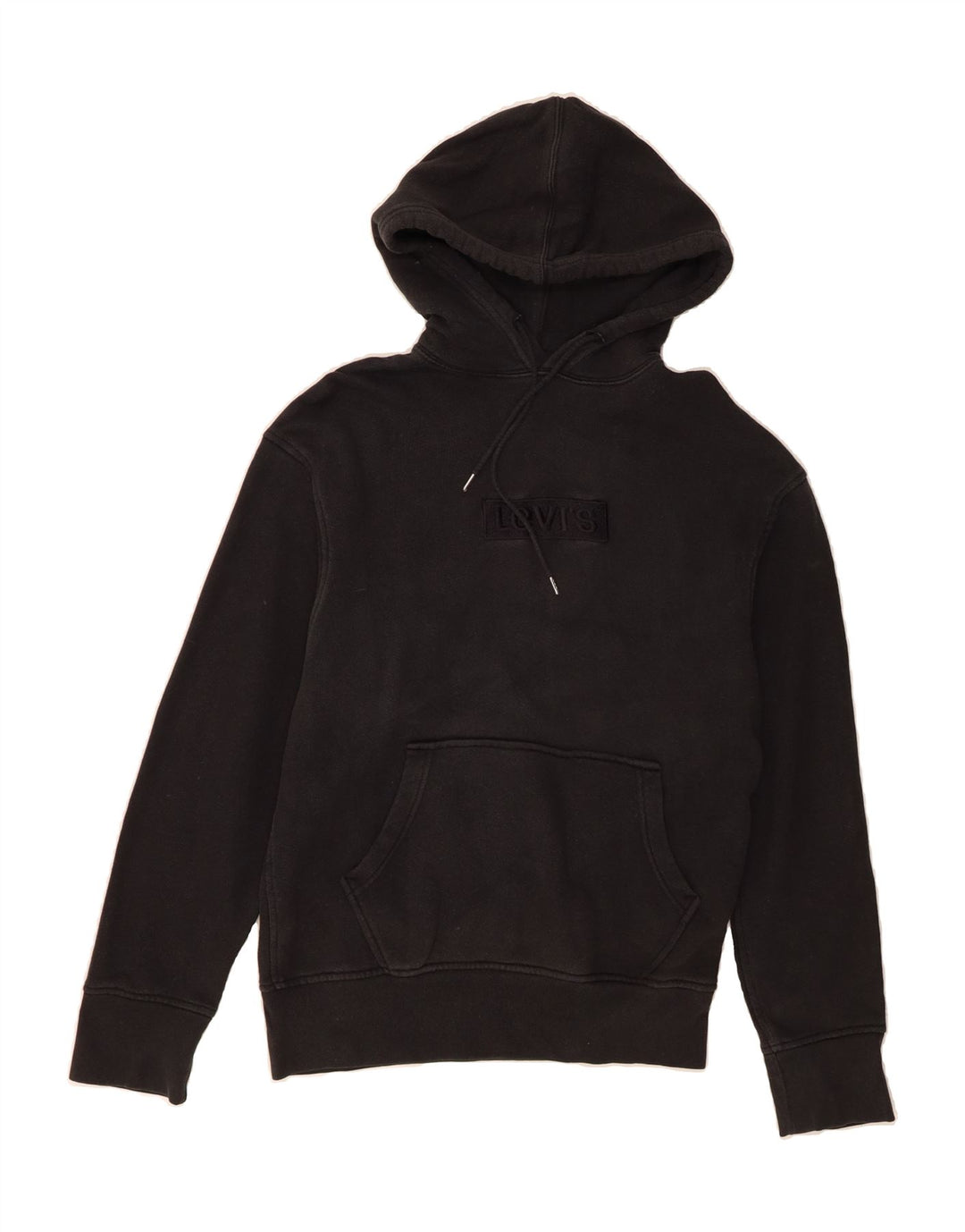 LEVI'S Mens Graphic Hoodie Jumper XS Black Cotton Vintage Levi's and Second-Hand Levi's from Messina Hembry 