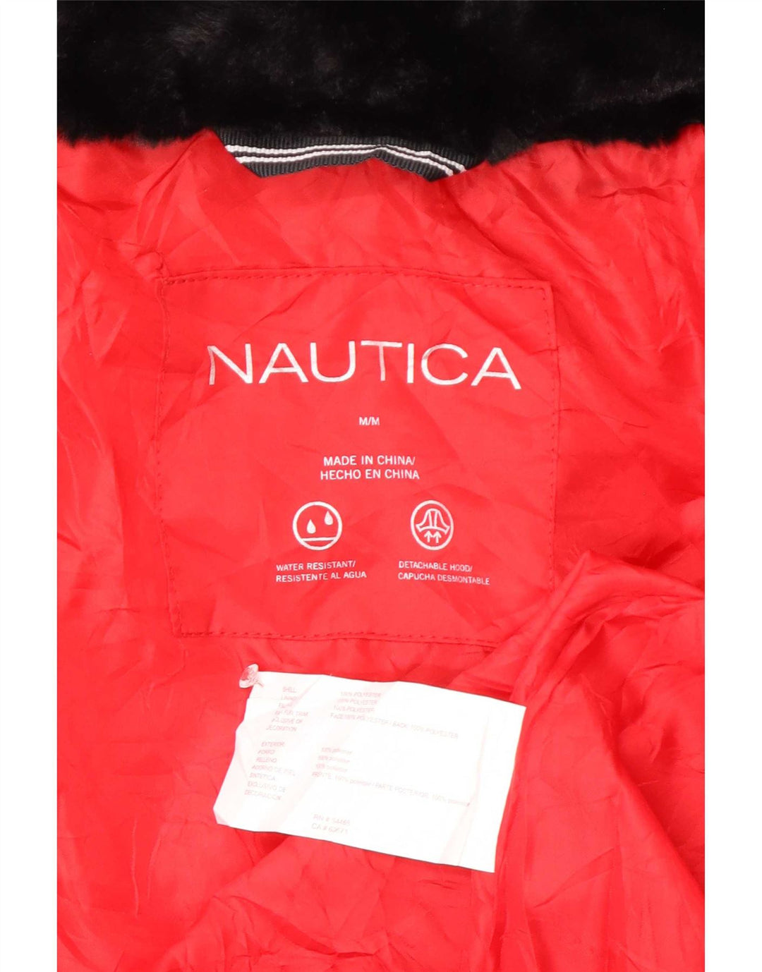 Nautica Womens Hooded Padded Jacket UK 14 Medium Red Polyester