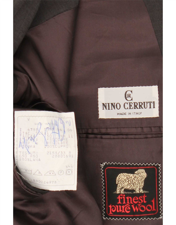Nino Cerruti Mens Double Breasted Blazer Jacket IT 50 Large Grey Wool