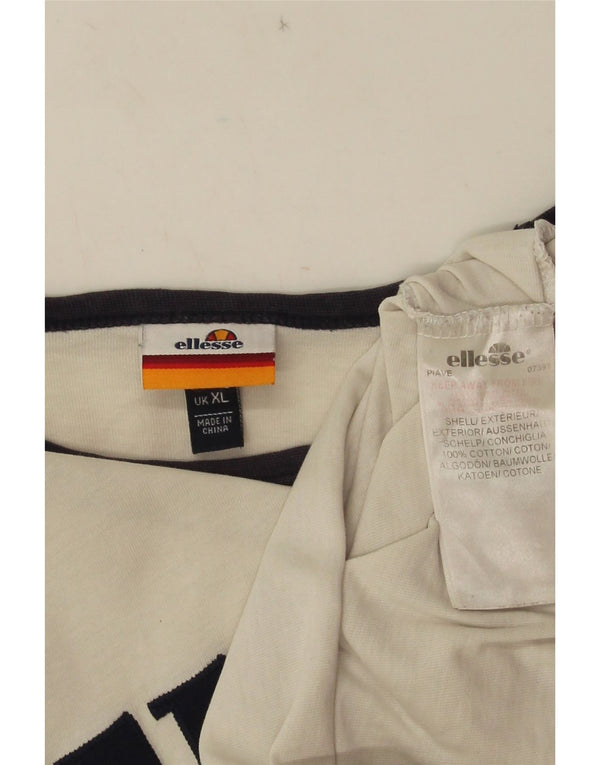 Ellesse Camiseta gráfica para mujer UK 40 XL Algodón blanco con bloques de color