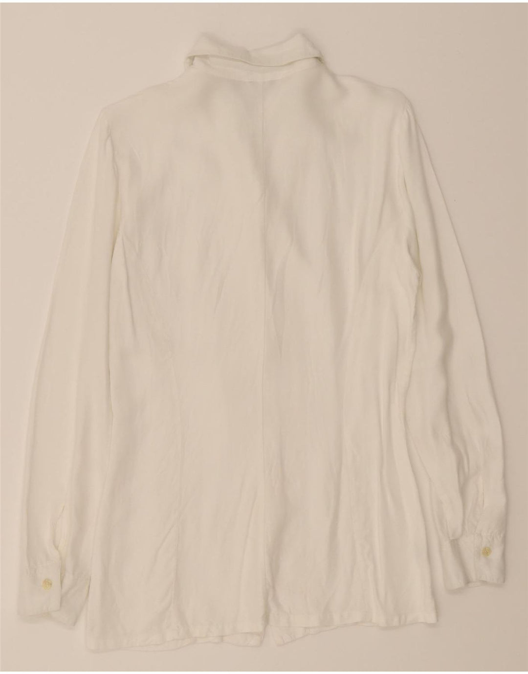 BENETTON Camicia Camicetta da Donna UK 12 Viscosa Bianca Media
