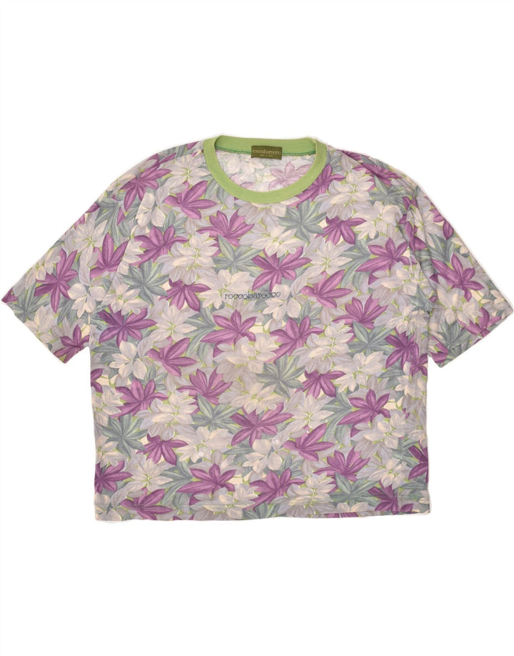 ROCCOBAROCCO Womens Graphic T-Shirt Top UK 14 Medium Pink Floral Cotton | Vintage Roccobarocco | Thrift | Second-Hand Roccobarocco | Used Clothing | Messina Hembry 