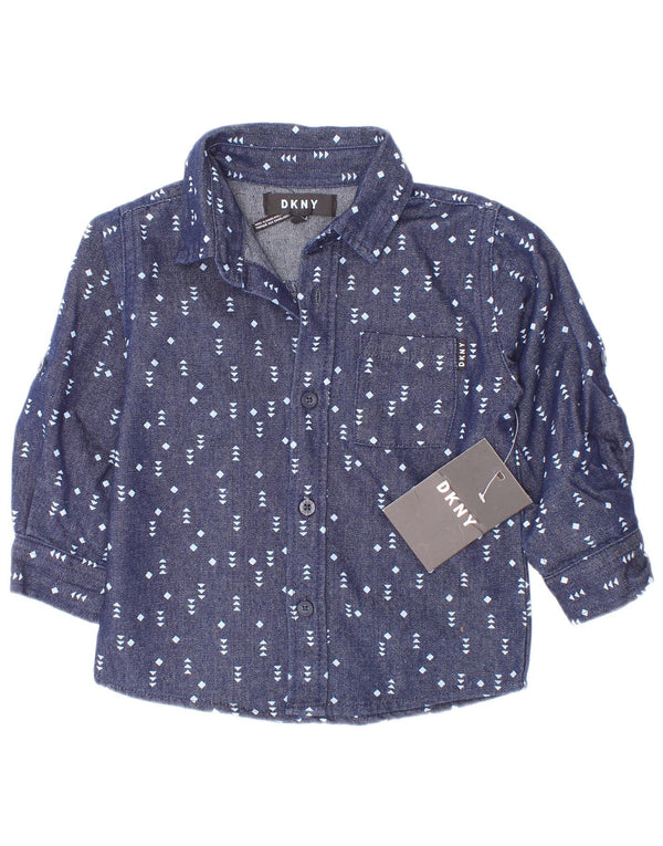 Dkny Baby-Jungen-Shirt, 12–18 Monate, marineblau gepunktete Baumwolle