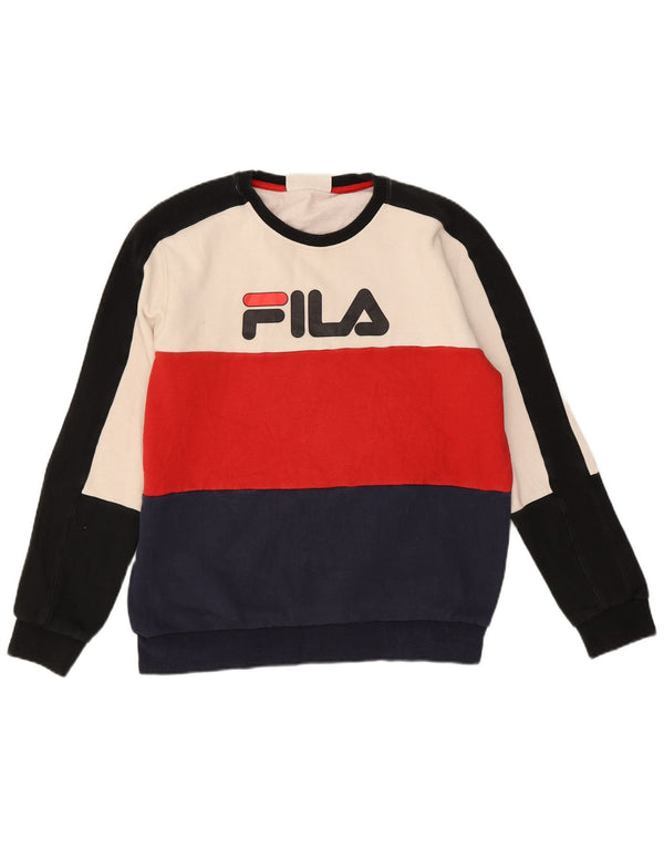 Fila Mens Graphic Sweatshirt Jumper Small Multicoloured Colourblock Cotton