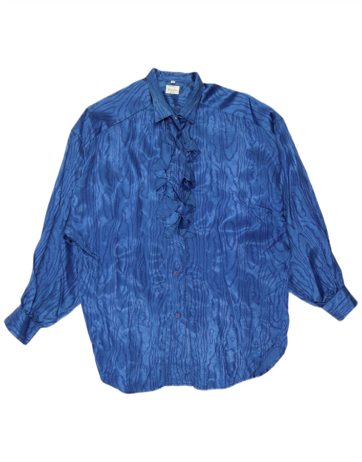 Benetton Femme Chemisier à Motif Abstrait IT 42 Bleu Moyen