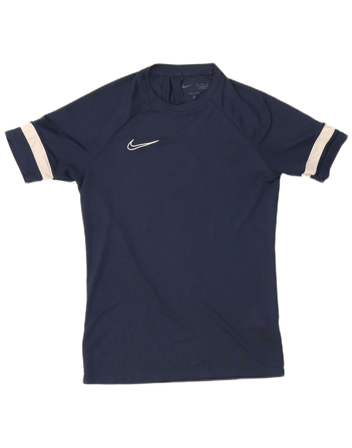 Nike Herre Dri Fit T-shirt Top Medium Marineblå Colourblock Polyester