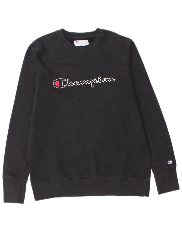 Champion Mens Graphic Sweatshirt Jumper Medium Black Cotton