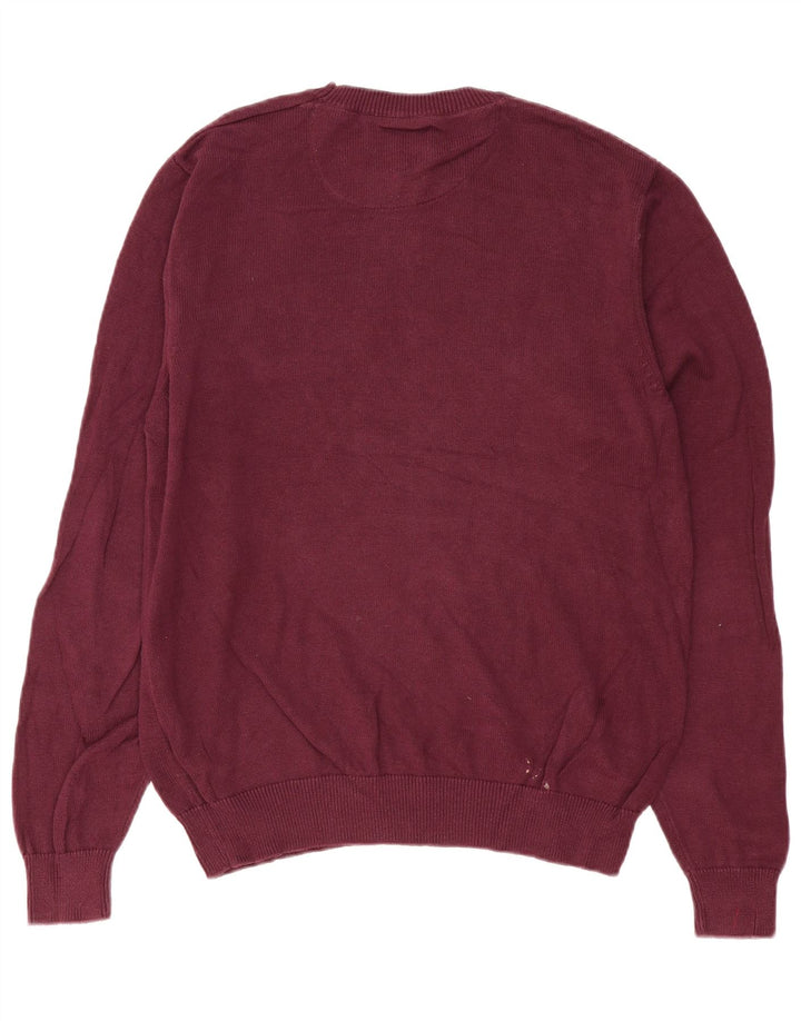 Marks & Spencer Mens Crew Neck Jumper Sweater Medium Burgundy Cotton