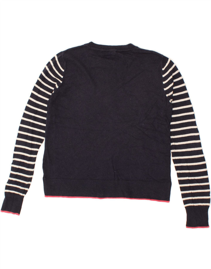 OASIS Womens Graphic Crew Neck Jumper Sweater UK 14 Medium Navy Blue Vintage Oasis and Second-Hand Oasis from Messina Hembry 
