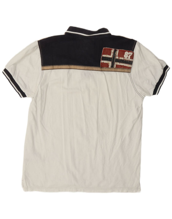 Napapijri Herren Geographic Graphic Rugby-Poloshirt XL, Weiß, Farbblock
