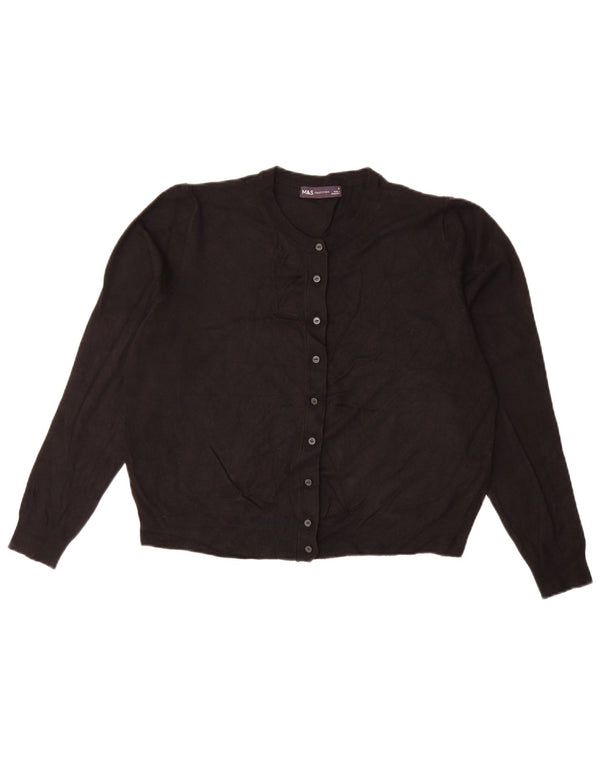 Marks & Spencer Damen Crop Cardigan Pullover UK 16 Large Schwarze Viskose