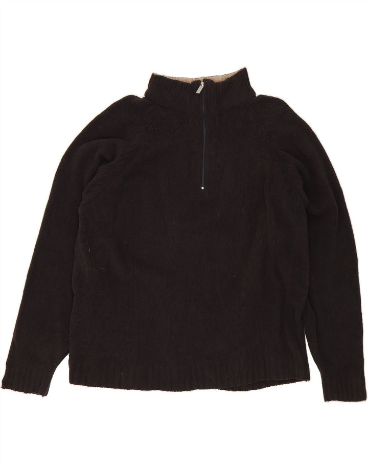 DOCKERS Mens Zip Neck Jumper Sweater Large Black Nylon Vintage Dockers and Second-Hand Dockers from Messina Hembry 